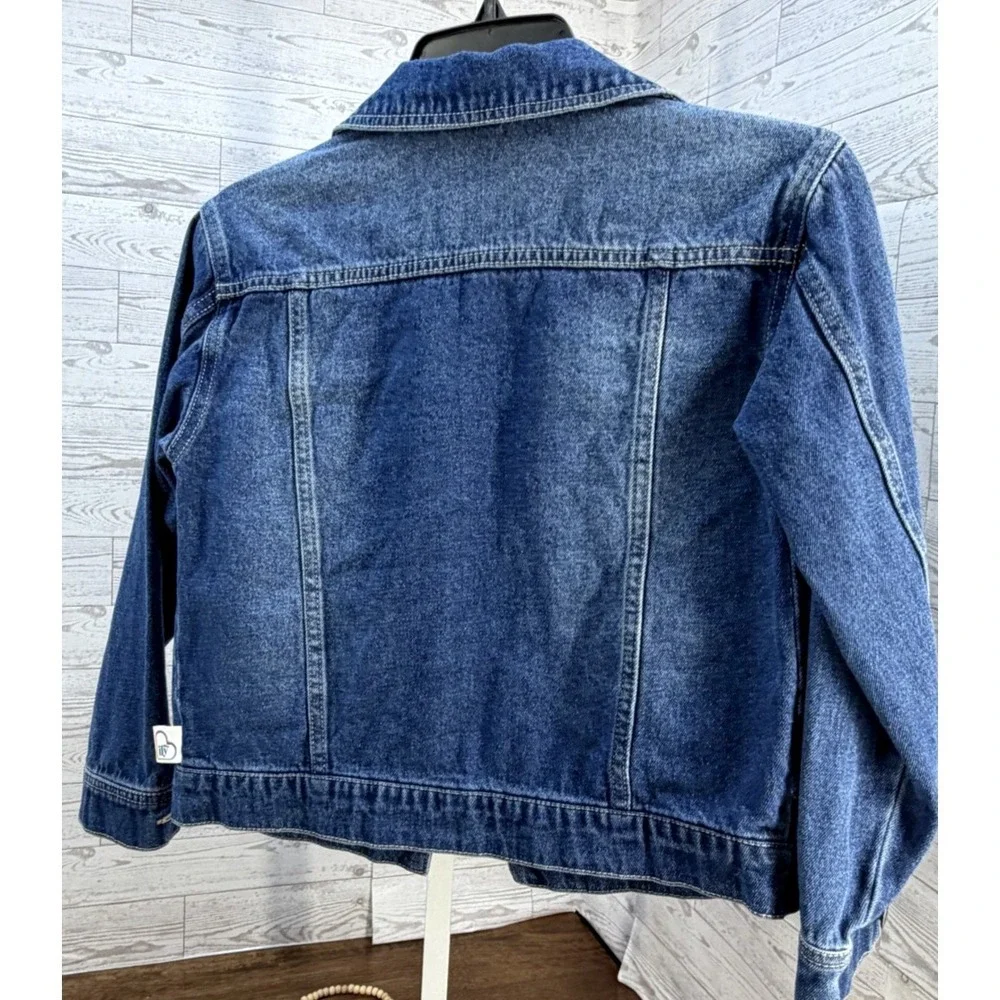 Girls Disney Princess Belle Red‎ Rose Denim Jacket Blue Disney Parks Size 7/8
